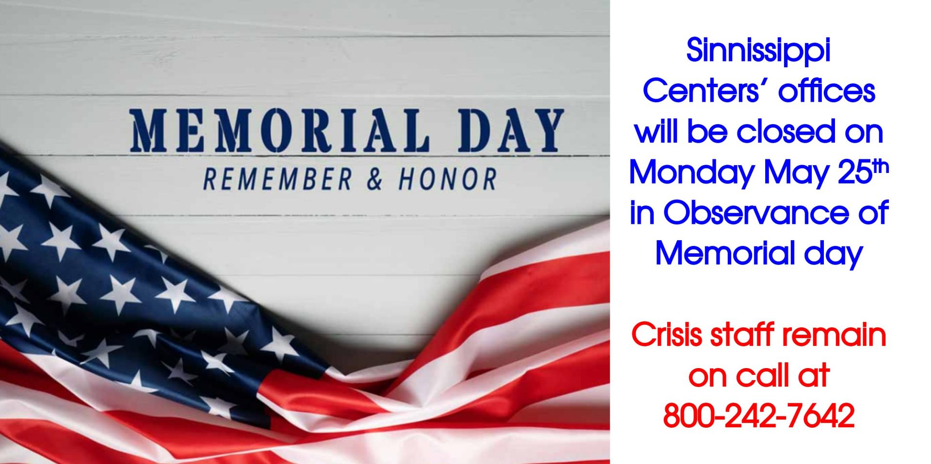 SLIDE - MEMORIAL DAY CLOSURE